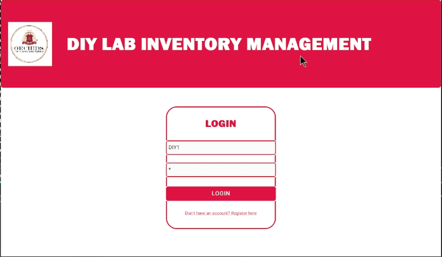 DIY Inventory App - Login Page