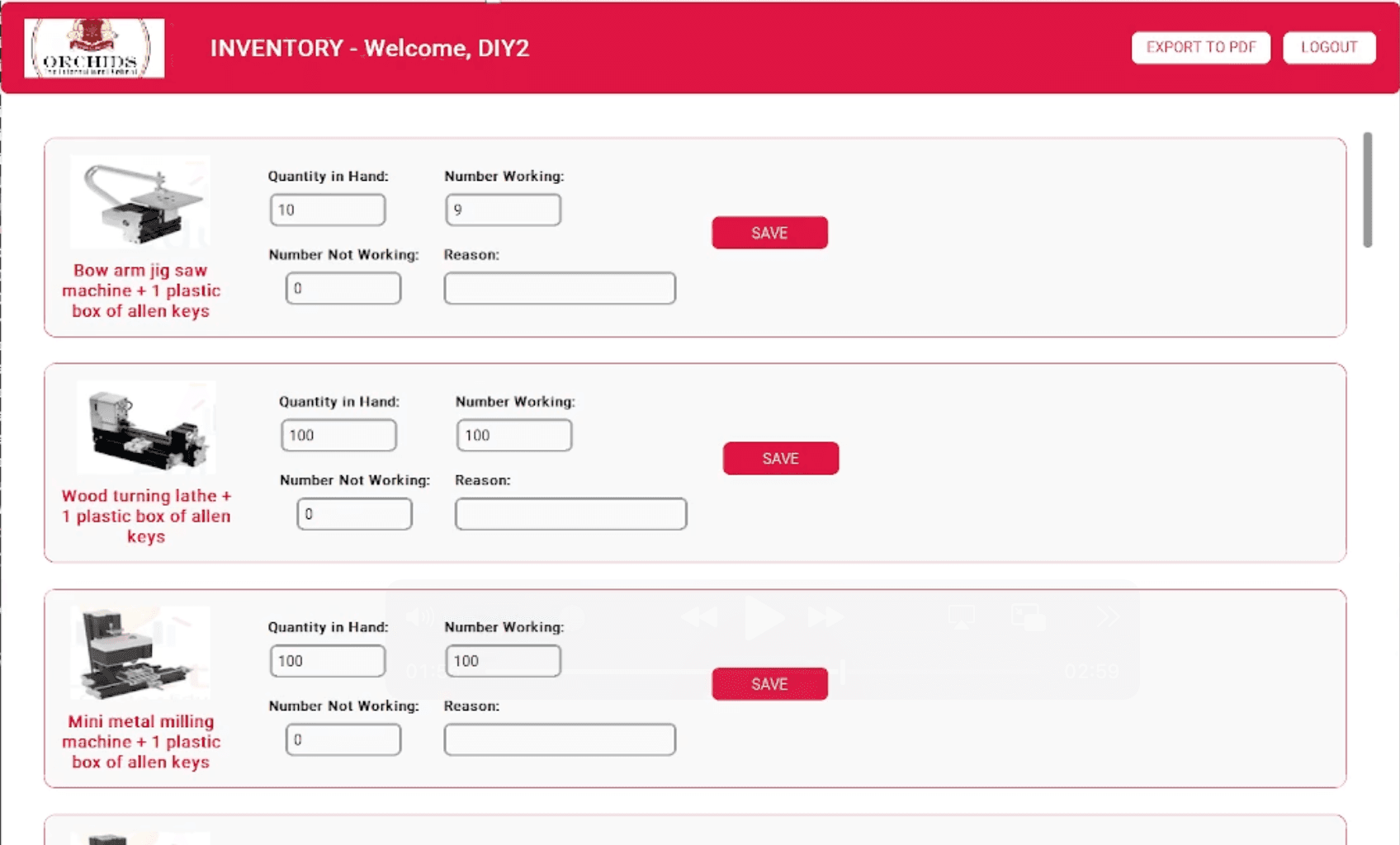 DIY Inventory App - Home Page