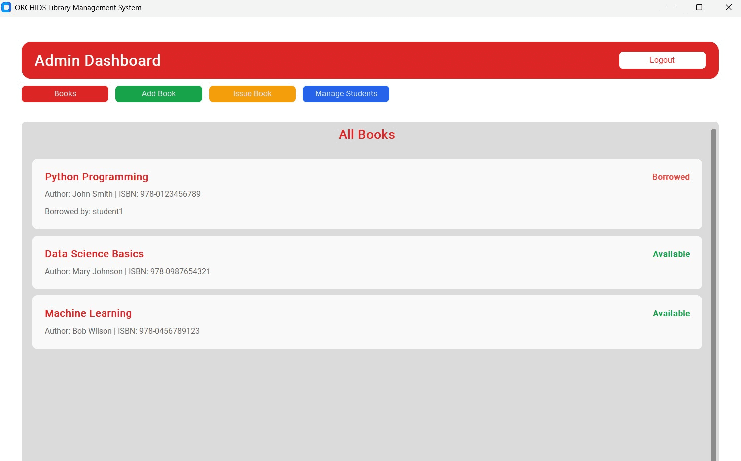 Library App - Students Management